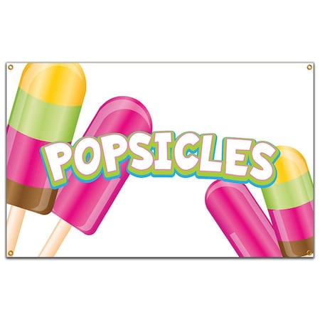 Signmission Popsicles Banner Concession Stand Food Truck Single Sided B-Popsicles19